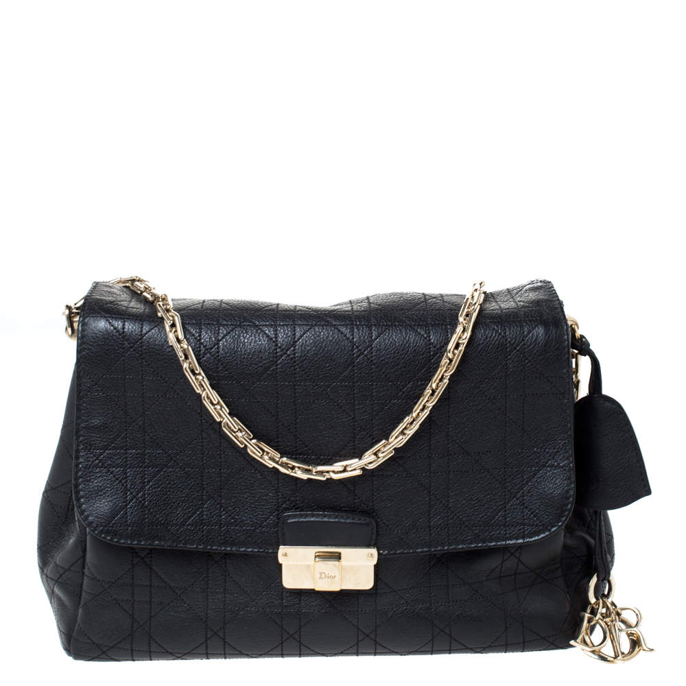 مملوكة مسبقًا Dior Black Cannage Leather Large Diorling Shoulder Bag