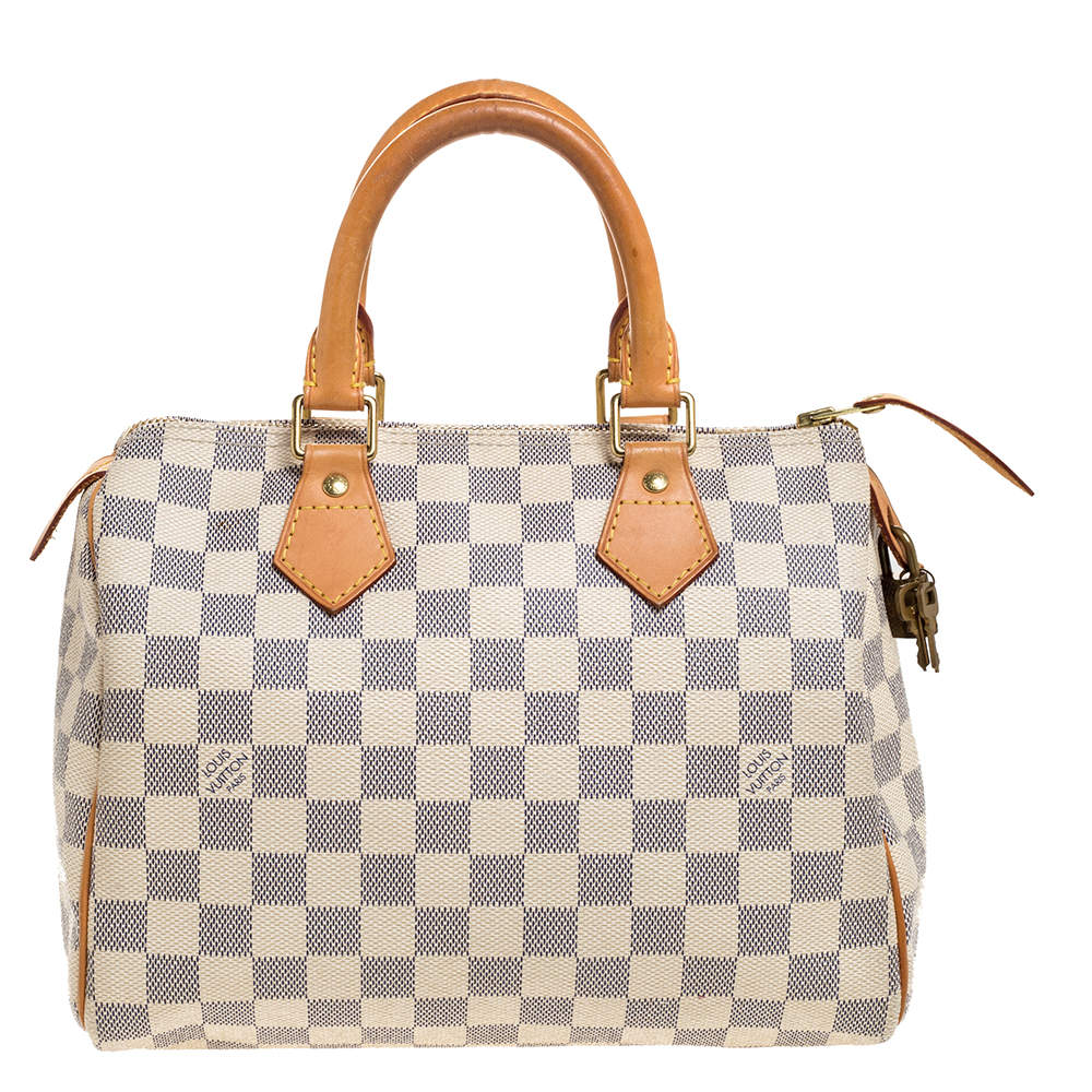 Pre Owned Louis Vuitton Damier Azur Speedy 25 Bag
