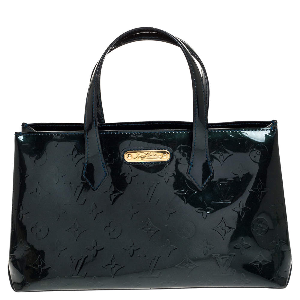 Louis Vuitton Bleu Nuit Monogram Vernis Wilshire PM Tote Bag For