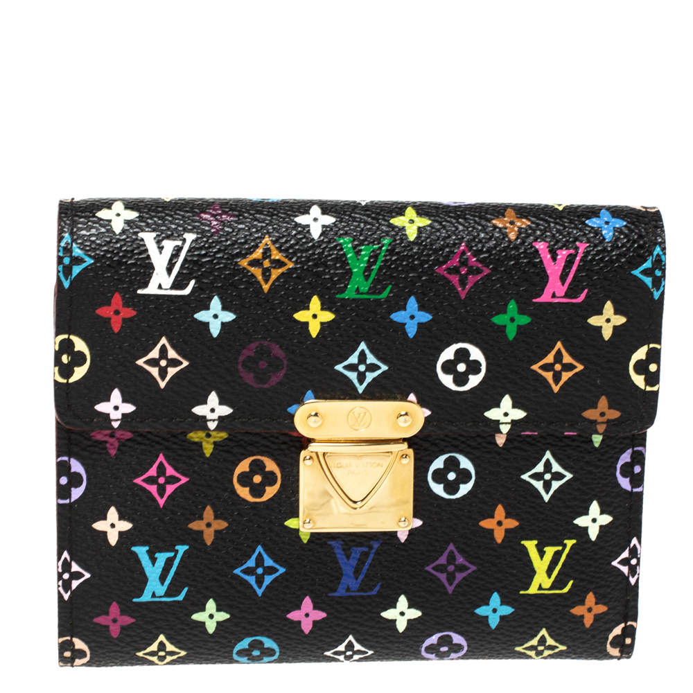 Pre Owned Louis Vuitton Black Monogram Multicolore Koala Wallet