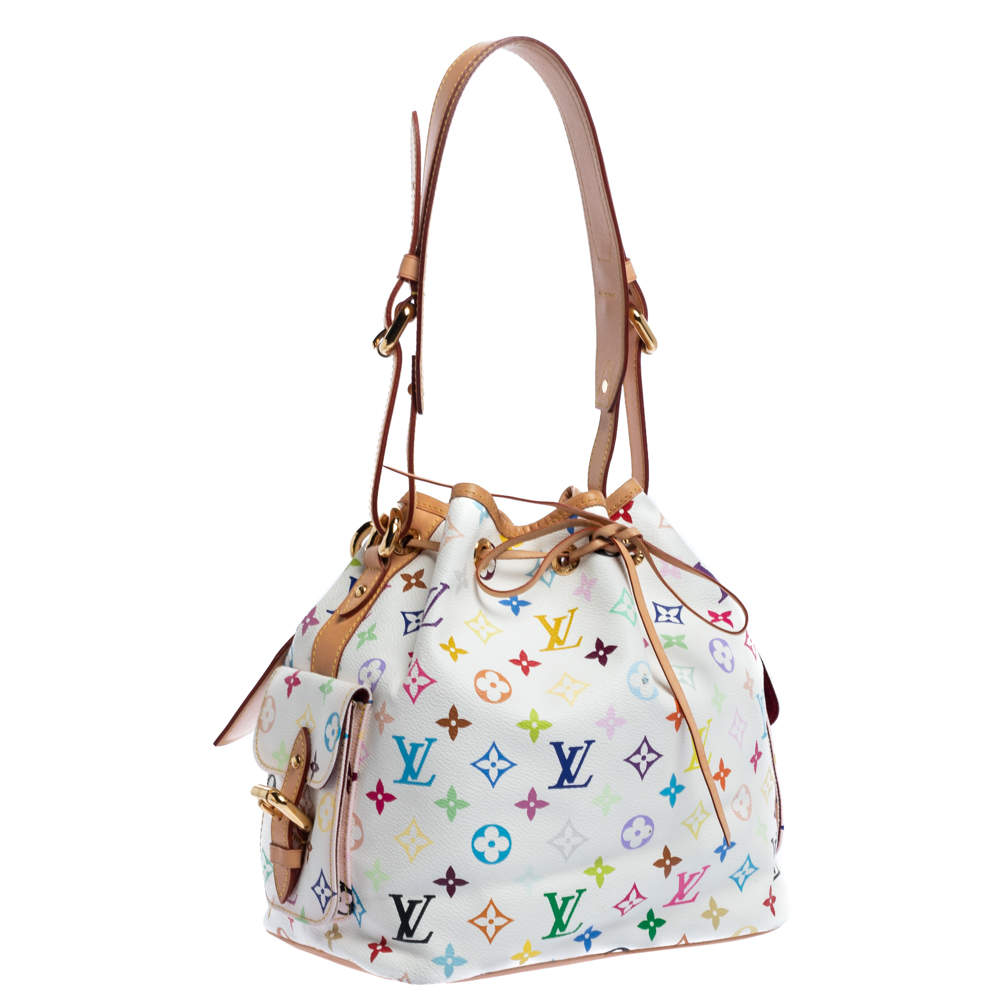 LOUIS VUITTON Petit Noe Shoulder Bag Monogram Canvas Multicolor White