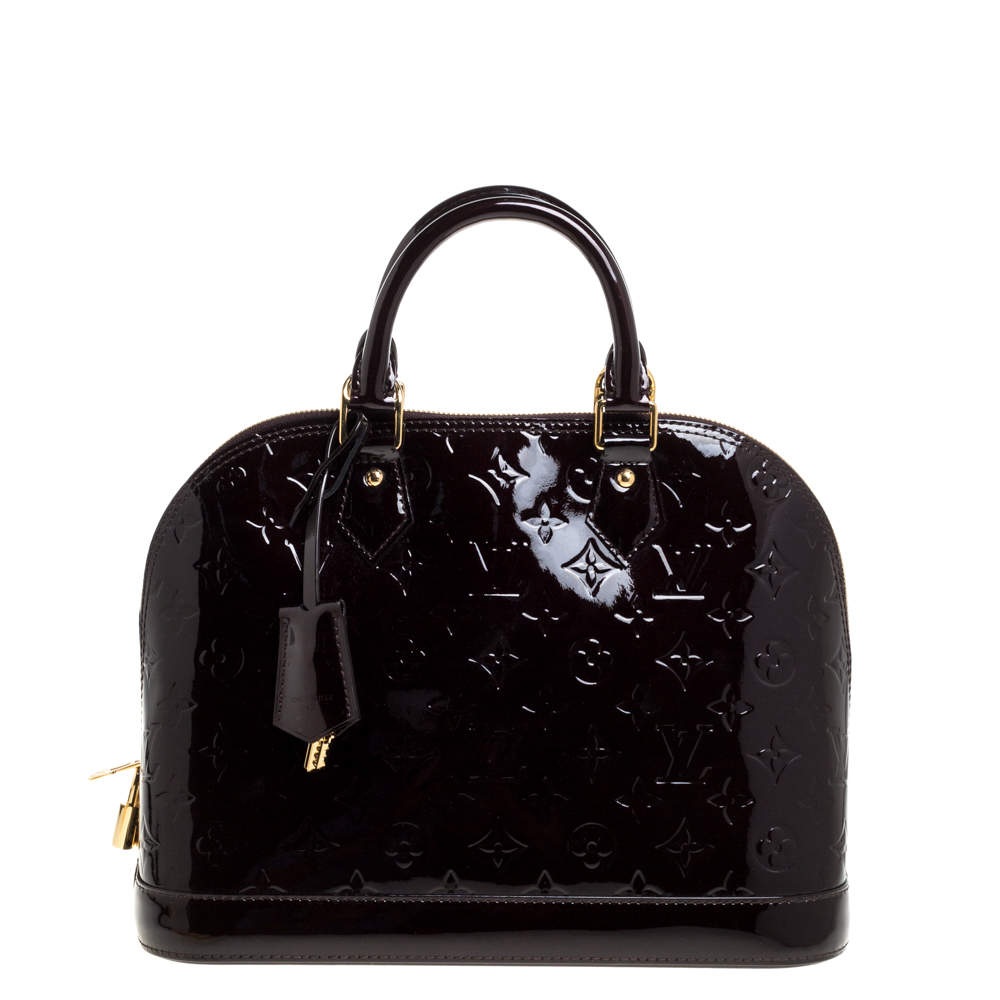 Pre Owned Louis Vuitton Terre D’Ombre Monogram Vernis Leather Alma PM Bag