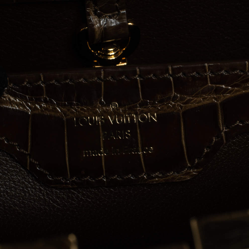 Louis Vuitton Matte Black Crocodile Capucines Bag BB with Gold Hardwar –  Sellier