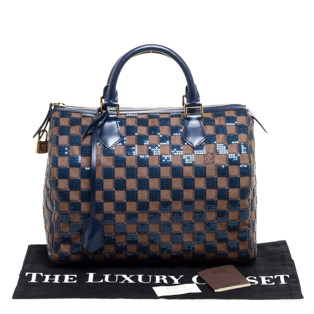 Louis Vuitton Blue Damier Ebene Paillettes Limited Edition Speedy 30 Bag  Louis Vuitton