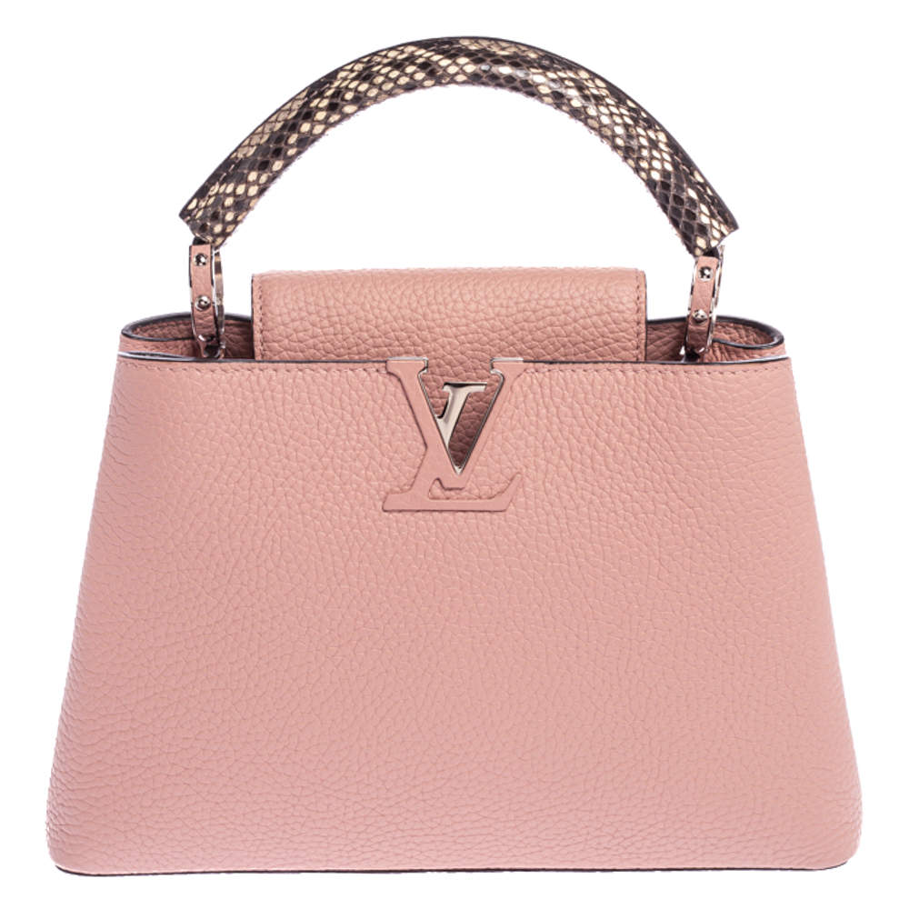 Pre Owned Louis Vuitton Magnolia Taurillon Leather and Python Capucines BB Bag