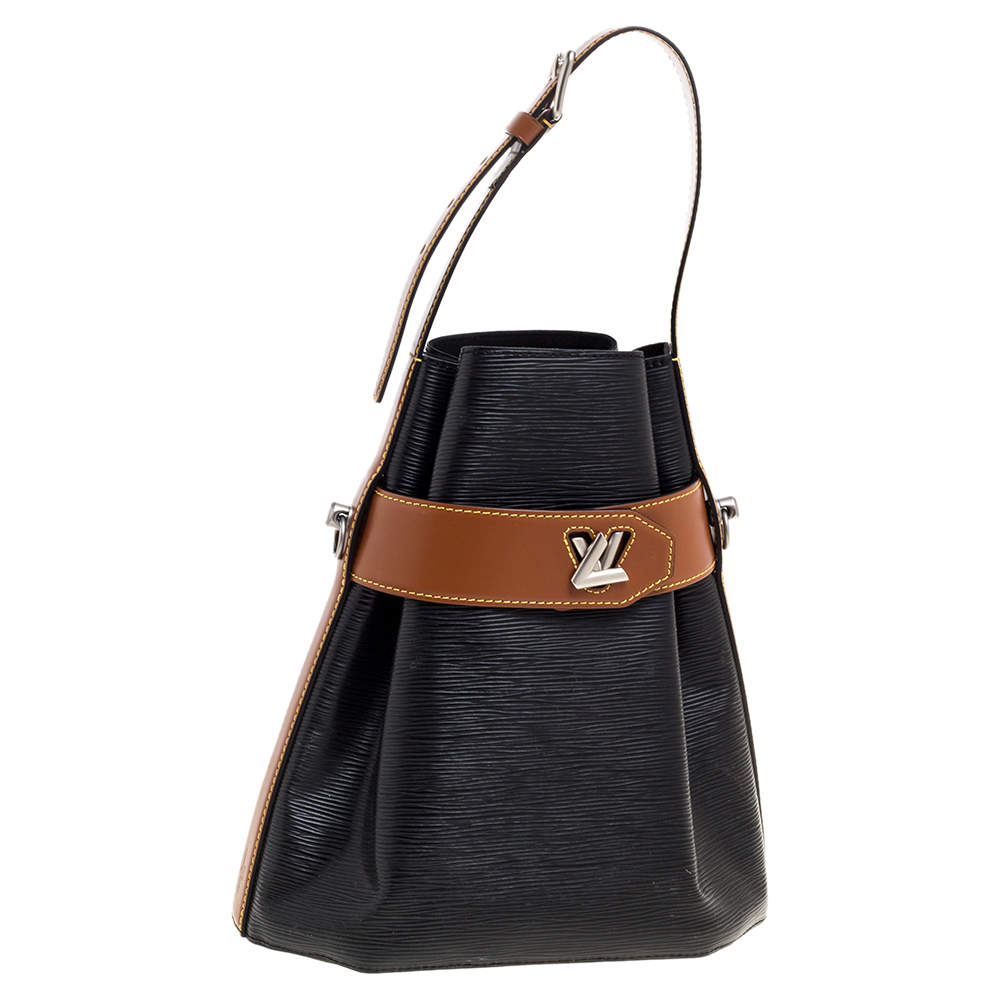 LOUIS VUITTON 90s Black Epi Sac D'ePaule Twist Bucket Bag MM — Garment