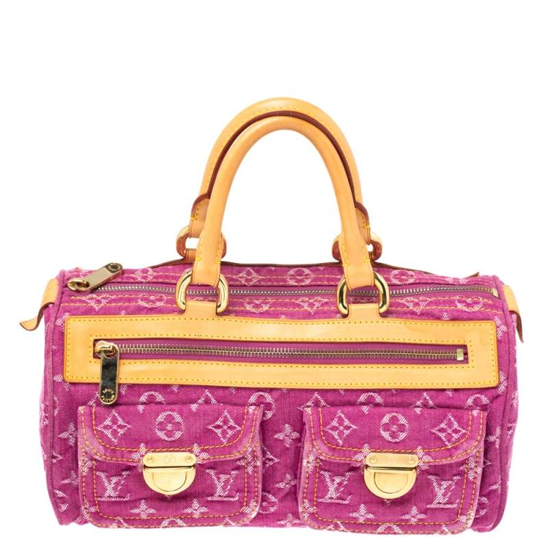 مملوكة مسبقًا حقيبة لوي فيتون نوي سبيدي دنيم مونوغرامي فوشيا