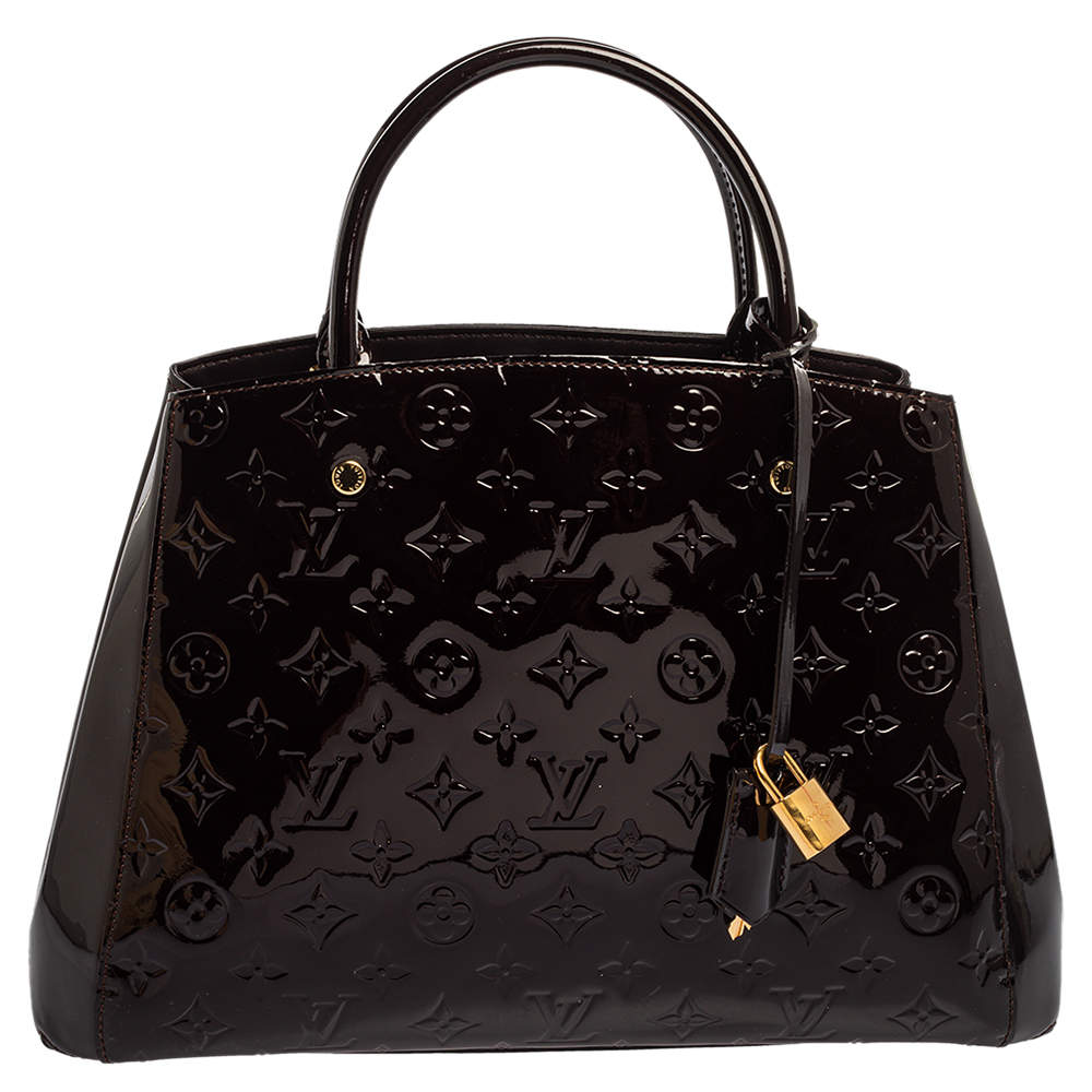 Pre Owned Louis Vuitton Amarante Monogram Vernis Montaigne MM Bag