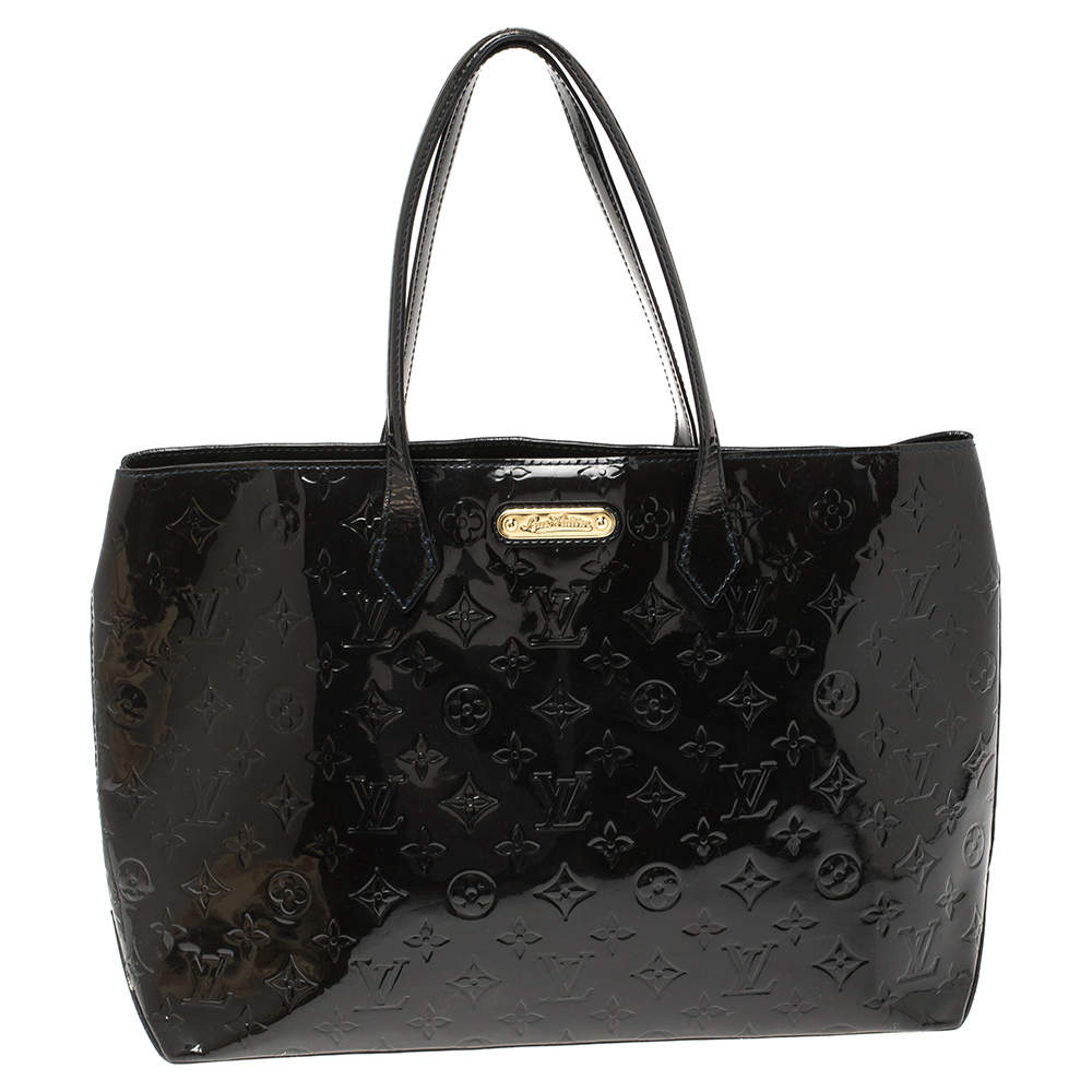 Pre Owned Louis Vuitton Vert Bronze Monogram Vernis Wilshire MM Bag