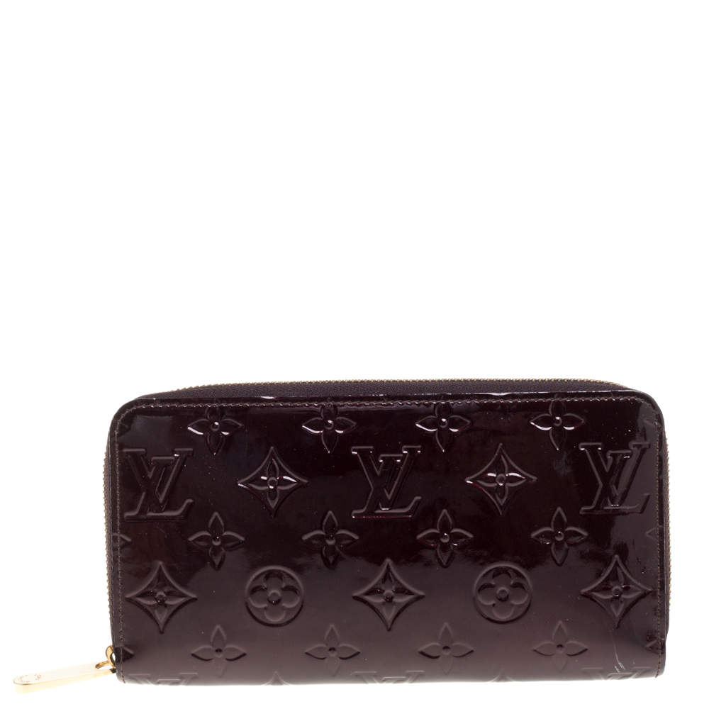 Pre Owned Louis Vuitton Amarante Monogram Vernis Zippy Wallet