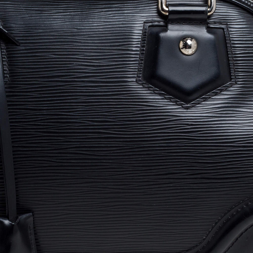 Louis Vuitton Bowling Vanity Handbag Leather with Tweed Black 6352619