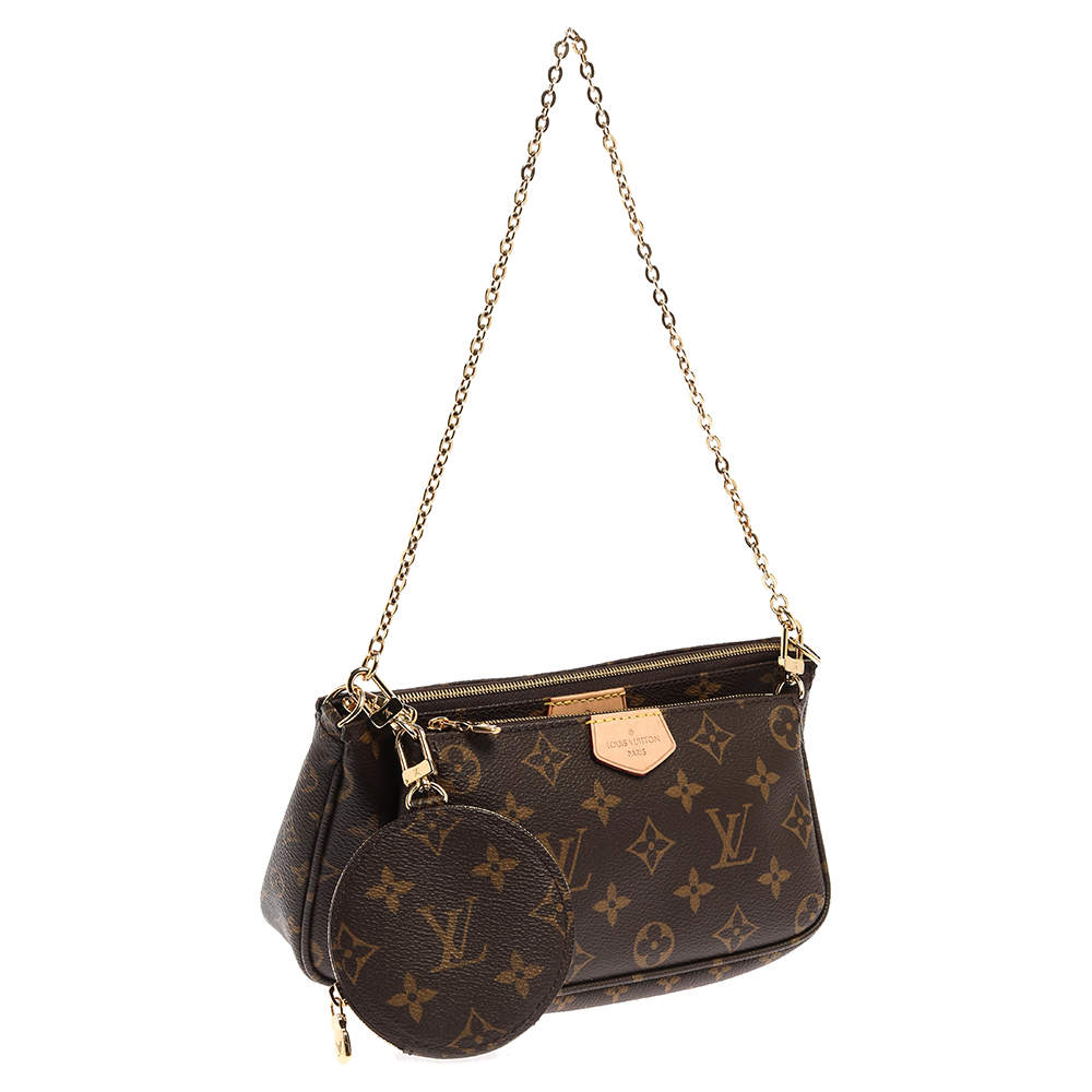 LOUIS VUITTON Multi Chain Pochette Accessories Clutch Bag Brown