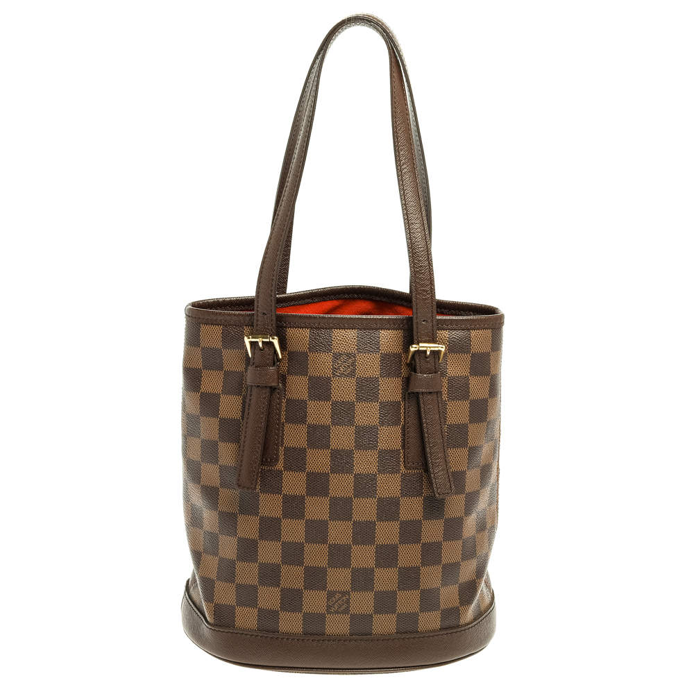 Pre Owned Louis Vuitton Damier Ebene Canvas Marais Bucket Bag