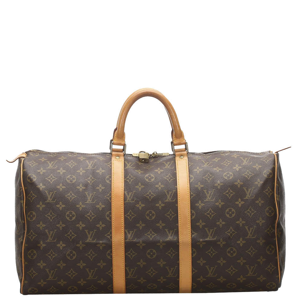 Pre Owned Louis Vuitton Brown Monogram Canvas  Keepall 50 Bag