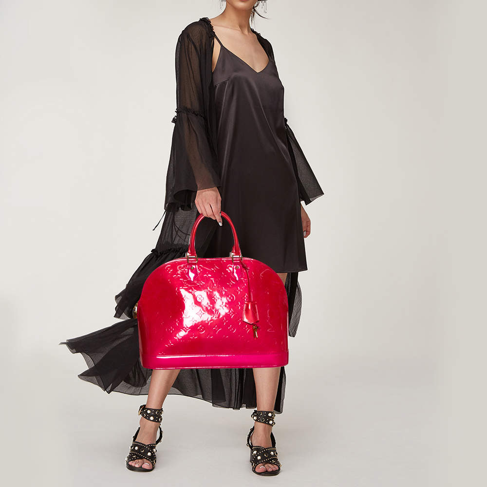 Louis Vuitton Vernis Roses Alma Monogram GM Bag in Rose Pop