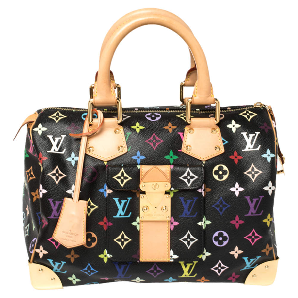 Pre Owned Louis Vuitton Black Monogram Multicolore Canvas Speedy 30 Bag