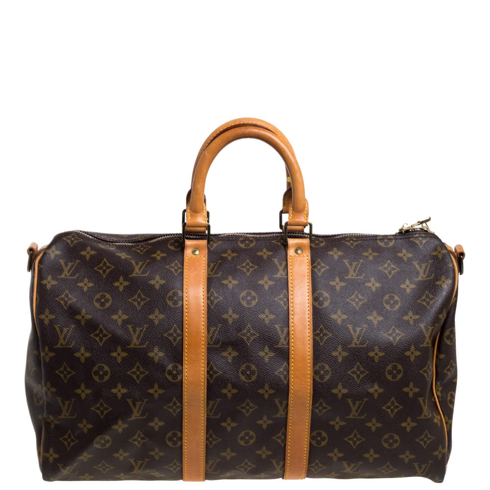 Pre Owned Louis Vuitton Monogram Canvas Keepall Bandouliere 45 Bag