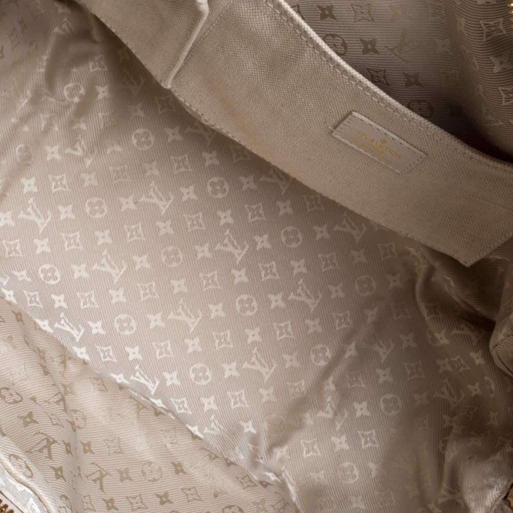 Louis Vuitton Light Beige Canvas Bowly Polka Dot Panama Bag at 1stDibs