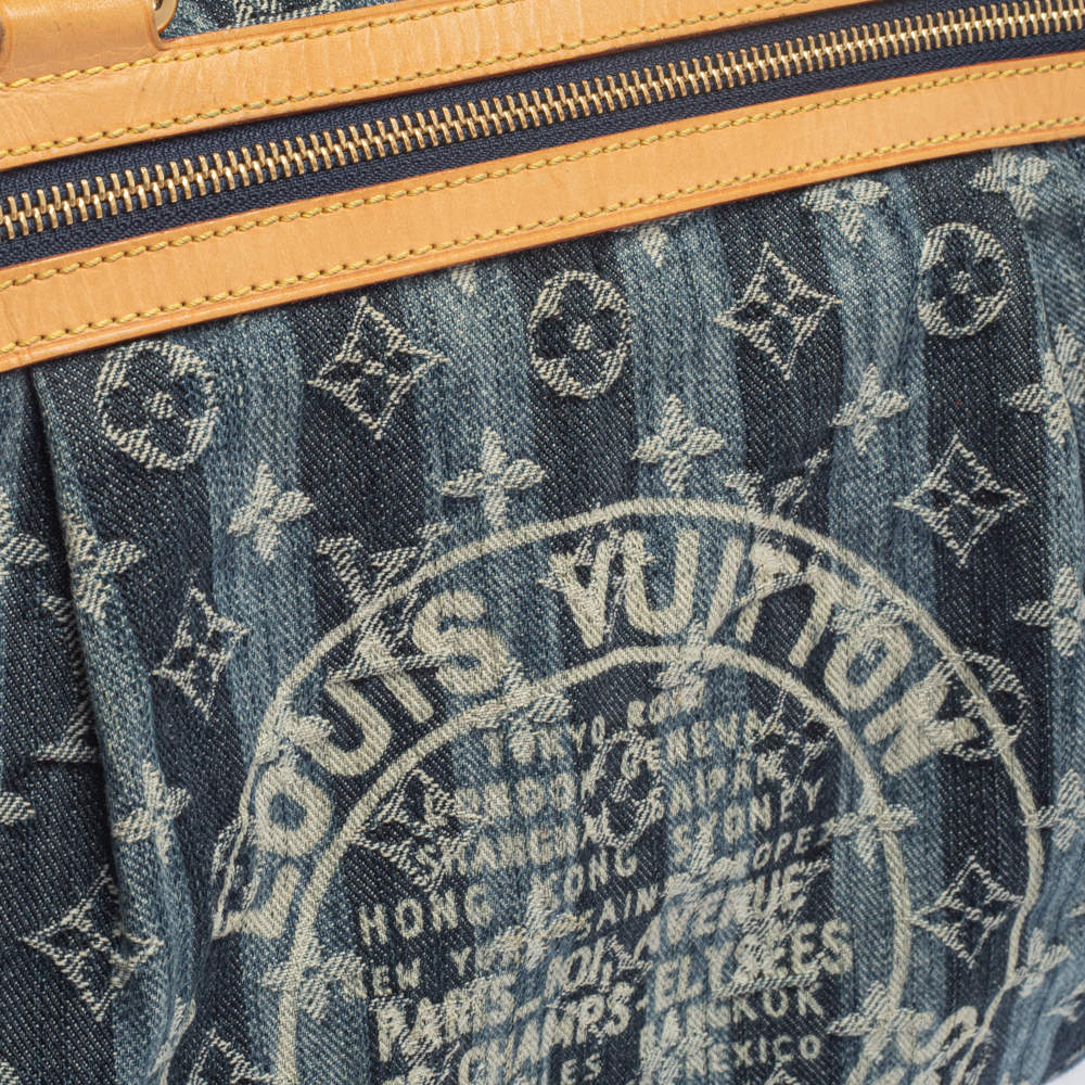 Louis Vuitton Limited Edition Blue Denim Monogram Denim Porte Epaule Raye MM  Bag - Yoogi's Closet