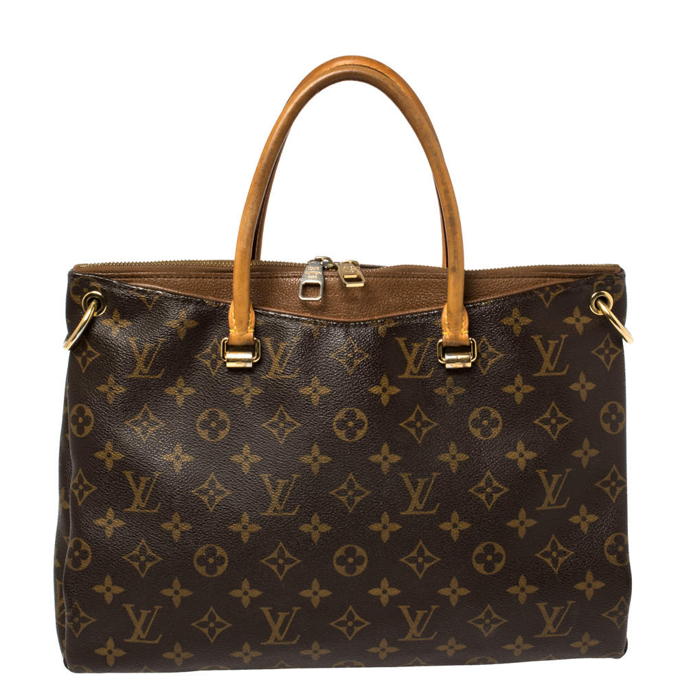 Louis Vuitton Handbag Pallas MM Monogram Canvas & Brown Leather Tote  Bag A652