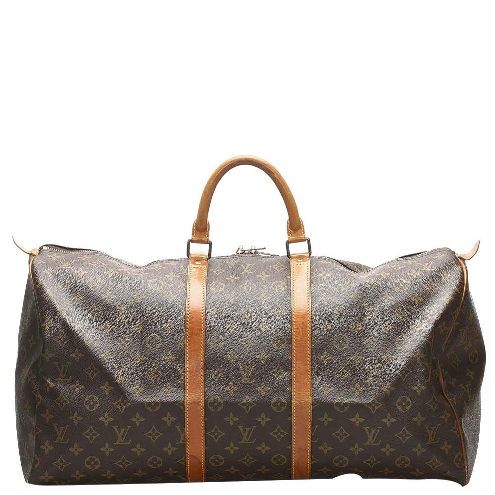 Pre Owned Louis Vuitton Brown Monogram Canvas Keepall 55 Bag