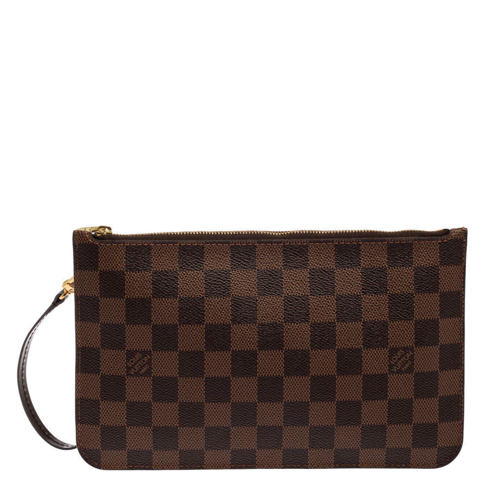 Louis Vuitton Damier Ebene Canvas Neverfull Pochette Clutch 