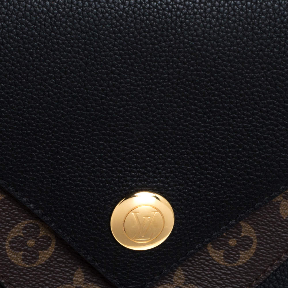 Louis Vuitton Black Calfskin & Monogram Canvas Double V Handbag – On Que  Style