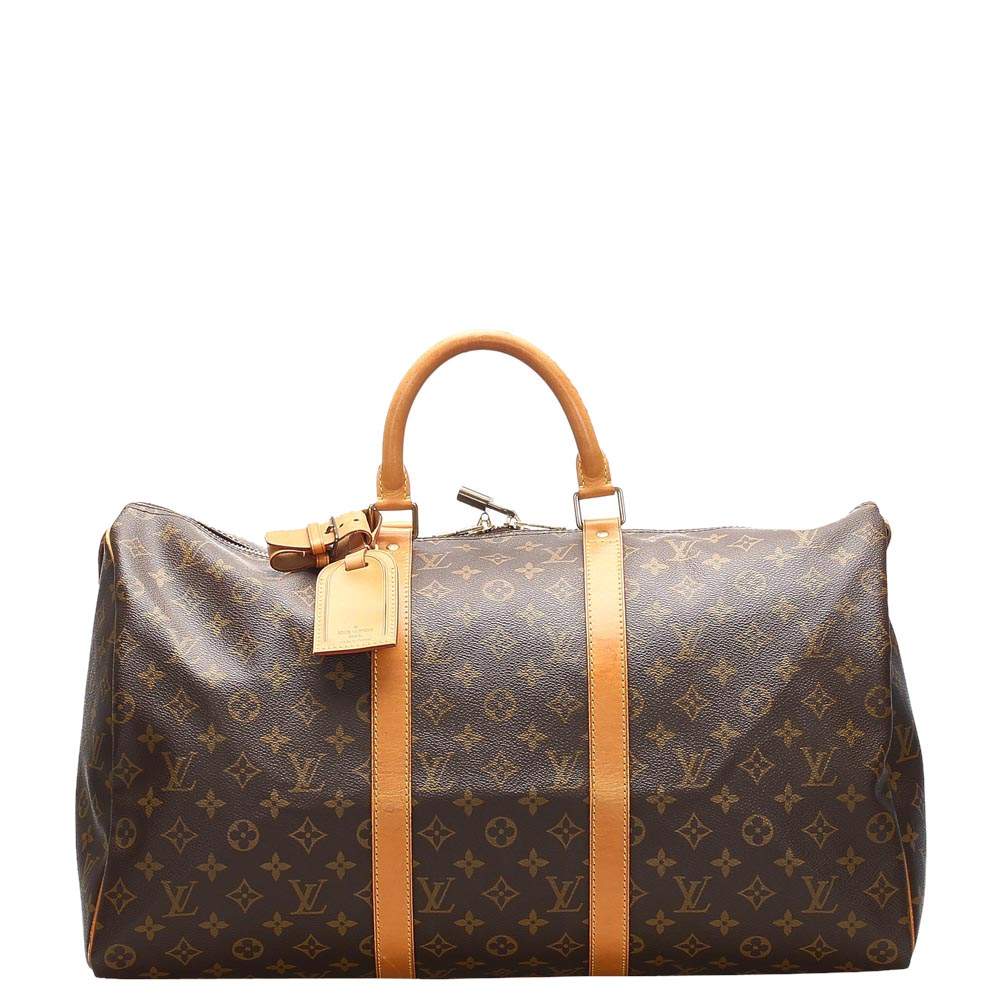 Pre Owned Louis Vuitton Brown Monogram Canvas Keepall 50 Bag