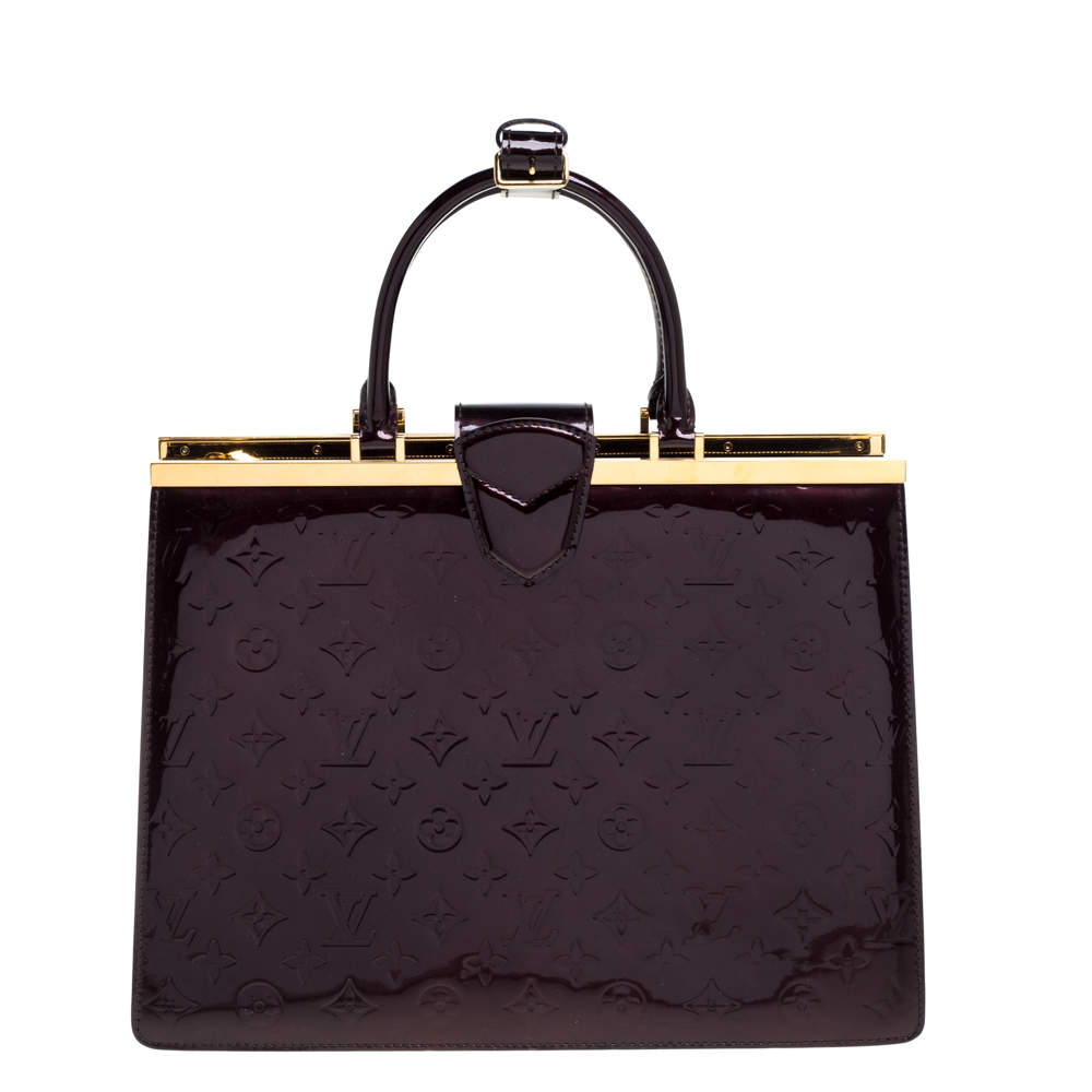 Pre Owned Louis Vuitton Amarante Monogram Vernis Leather Deesse GM Bag