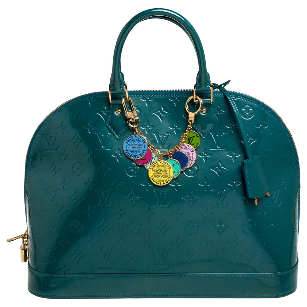 Reowned - Louis Vuitton Alma PM in vernis turquoise leather and