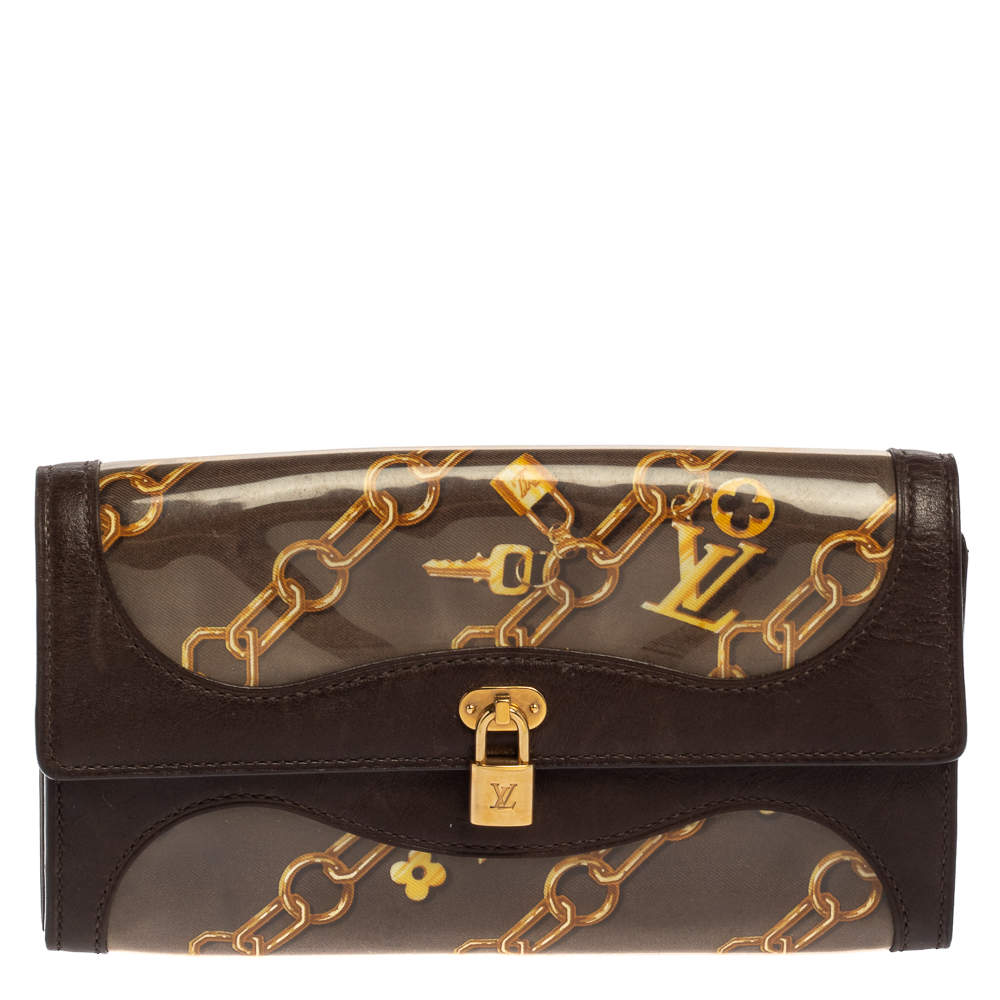 Pre Owned Louis Vuitton Brown Monogram Charms Limited Edition Porte Monnaie Wallet