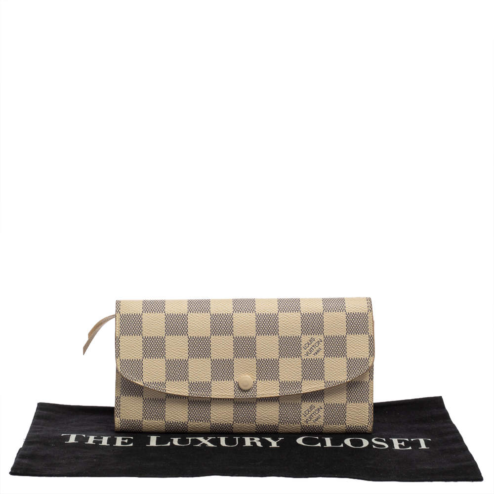 LOUIS VUITTON EMILIE WALLET DAMIER AZUR CANVAS PURSE WALLET Beige Cloth  ref.513788 - Joli Closet