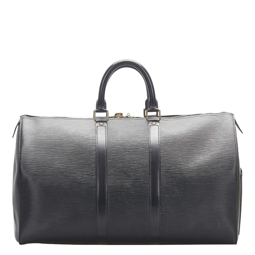 مملوكة مسبقًا Louis Vuitton Black Epi Leather Keepall 45 Bag