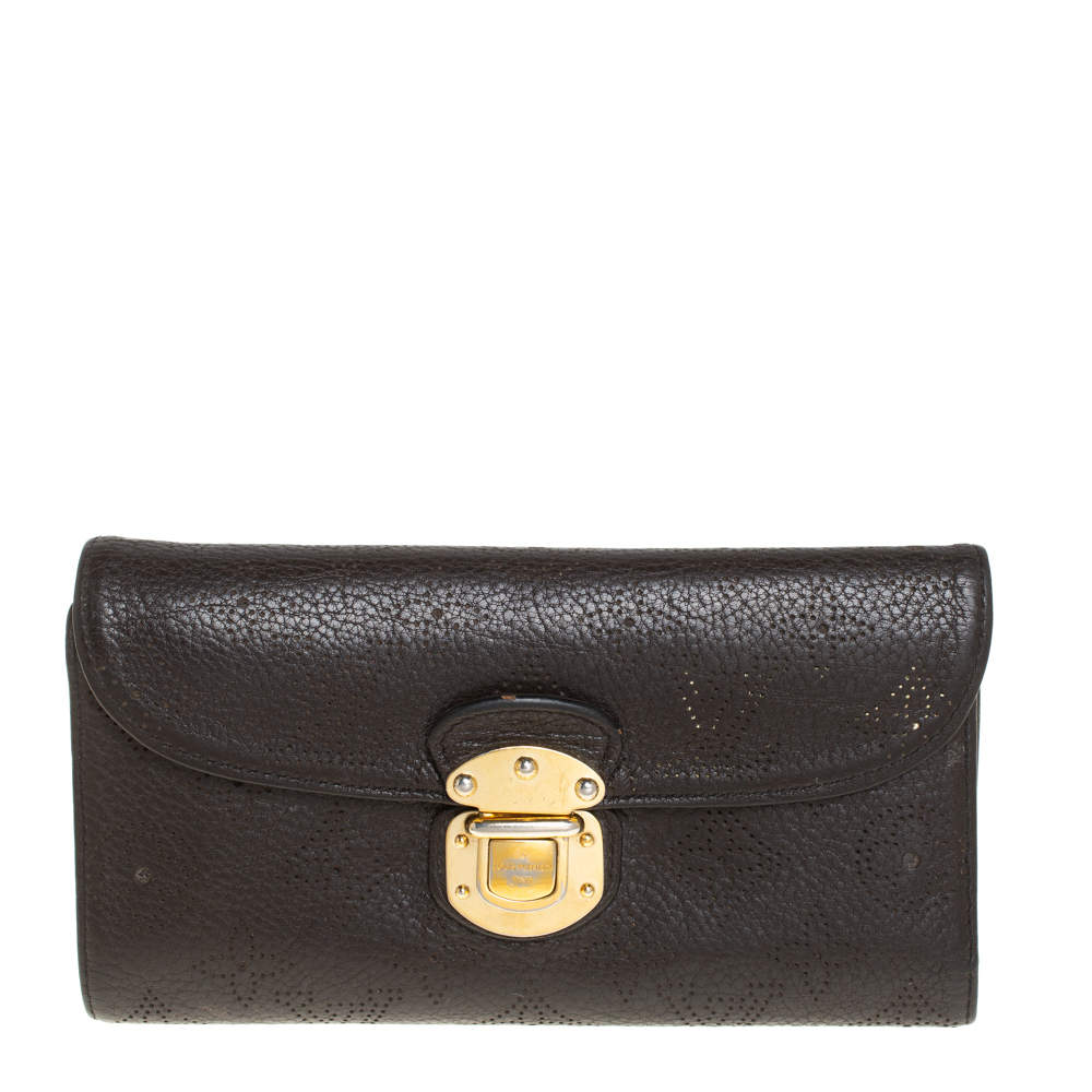 مملوكة مسبقًا Louis Vuitton Ebene Monogram Mahina Leather Amelia Wallet