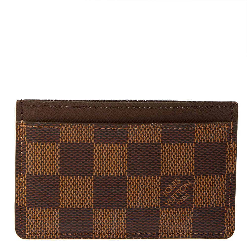 Pre Owned Louis Vuitton Damier Ebene Canvas Card Holder