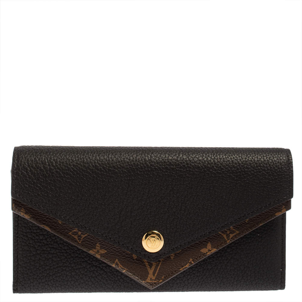 Louis Vuitton Monogram/Black Leather Double V Continental Wallet