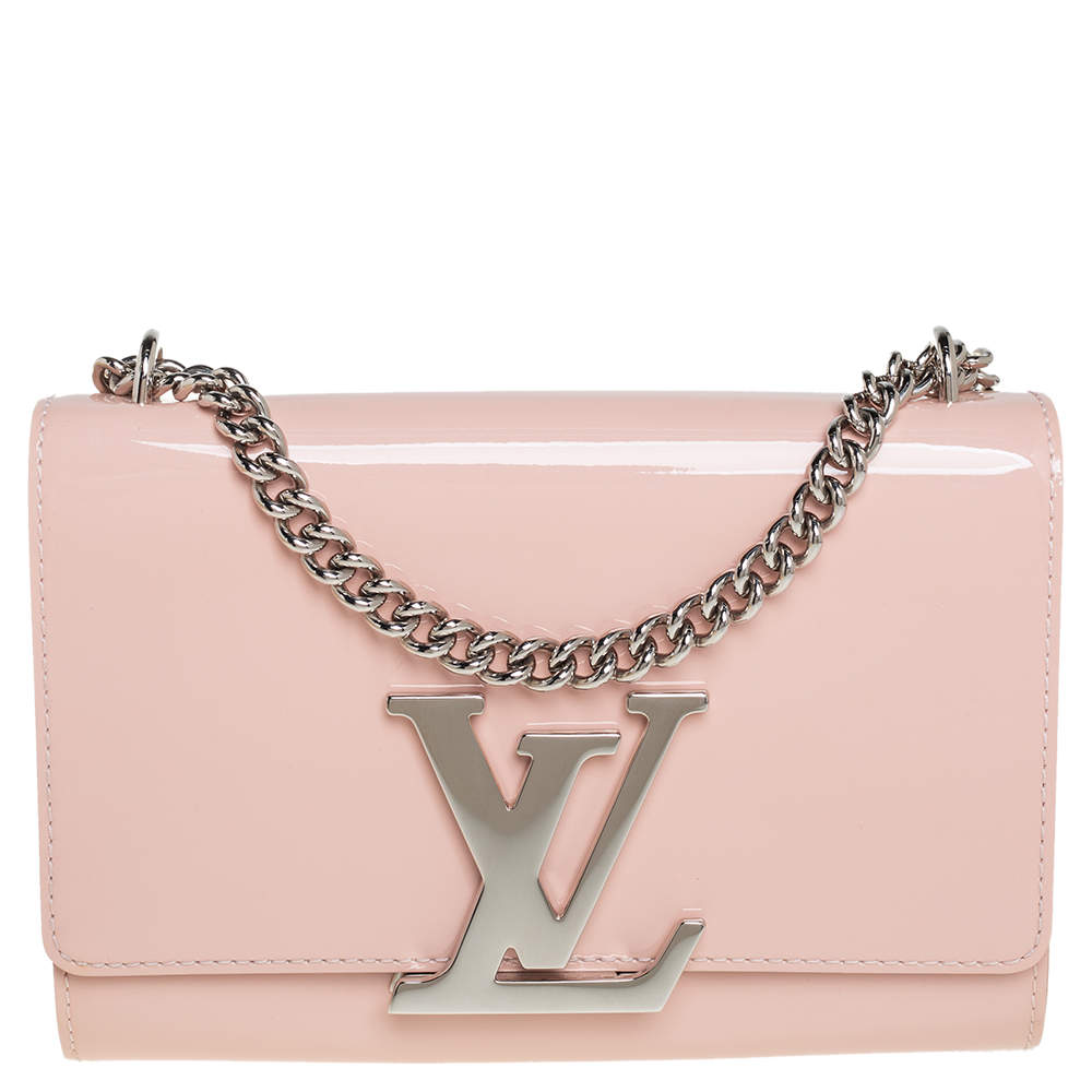 Louis Vuitton Rose Ballerine Patent Leather Chain Louise MM Bag