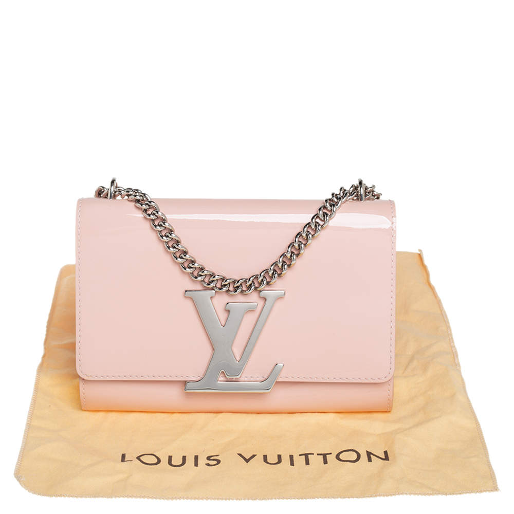 Louis Vuitton Rose Ballerine Patent Leather Chain Louise MM Bag at 1stDibs