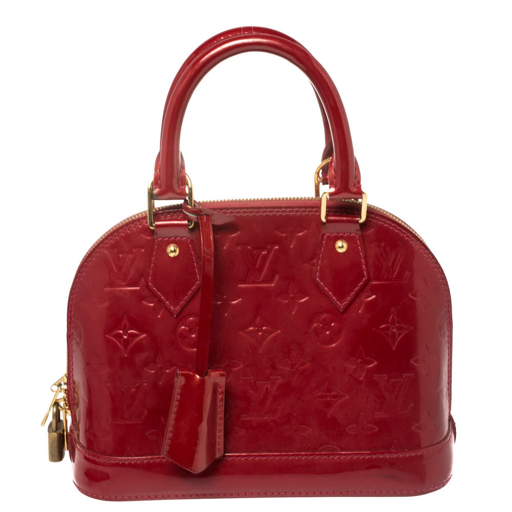 Pre Owned Louis Vuitton Pomme D’amour Monogram Vernis Alma BB Bag