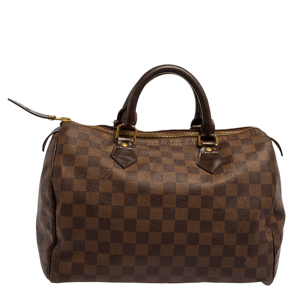 Louis Vuitton Damier Ebene Canvas and Leather Speedy 30 Bag