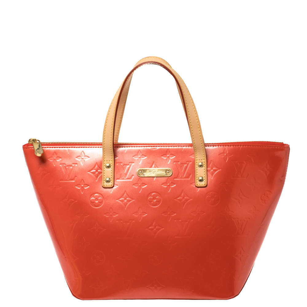 Pre Owned Louis Vuitton Orange Sunset Monogram Vernis Bellevue PM Bag