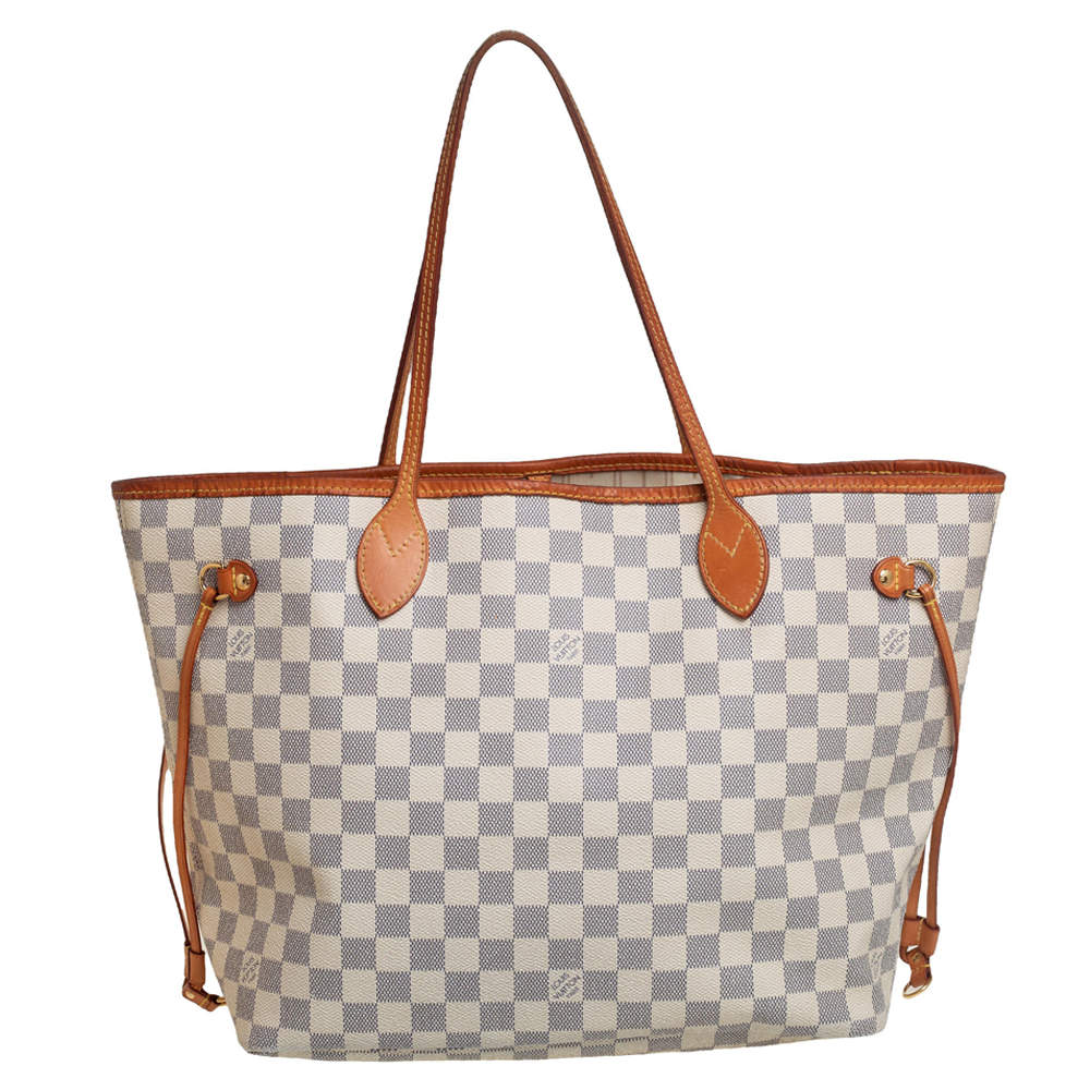 Pre Owned Louis Vuitton Damier Azur Canvas Neverfull MM Bag