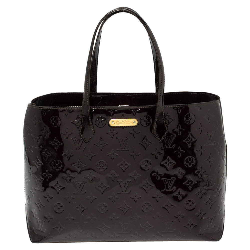 مملوكة مسبقًا حقيبة لوي فيتون ويلشاير إم إم جلد لامع مونوغرامي عنابي