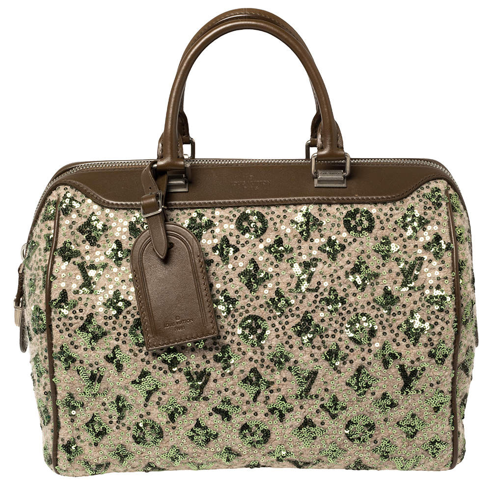 Louis Vuitton Khaki Monogram Sequin Limited Edition Sunshine Express Speedy Bag