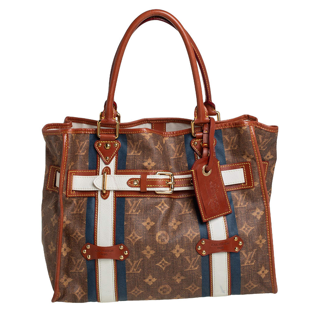 Pre Owned Louis Vuitton Monogram Canvas Limited Edition Tissue Rayures GM Bag