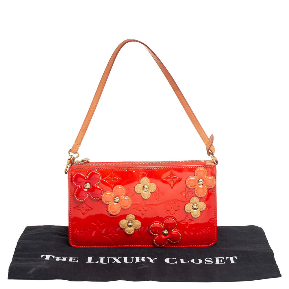 Louis Vuitton Red Monogram Vernis Lexington Fleurs Pochette Bag Louis  Vuitton