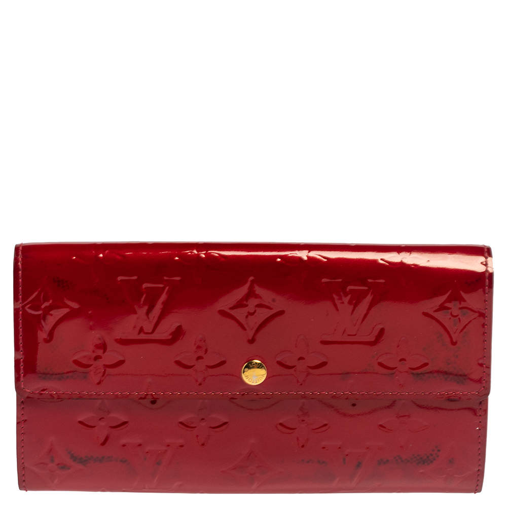 Pre Owned محفظة لوي فيتون سارا جلد لامع مونوغرامي أحمر
