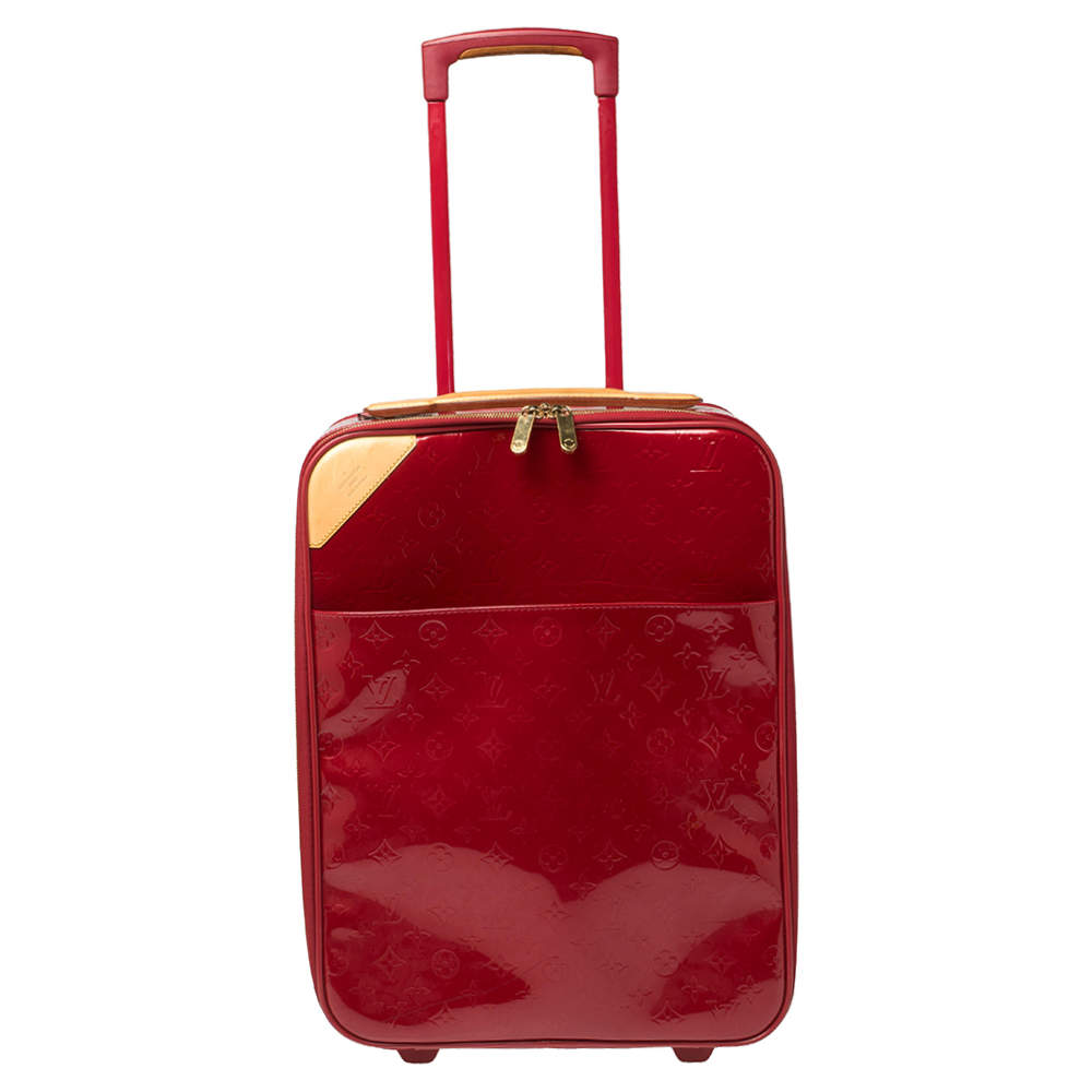 Pre Owned Louis Vuitton Red Monogram Vernis Pegase 45 Luggage