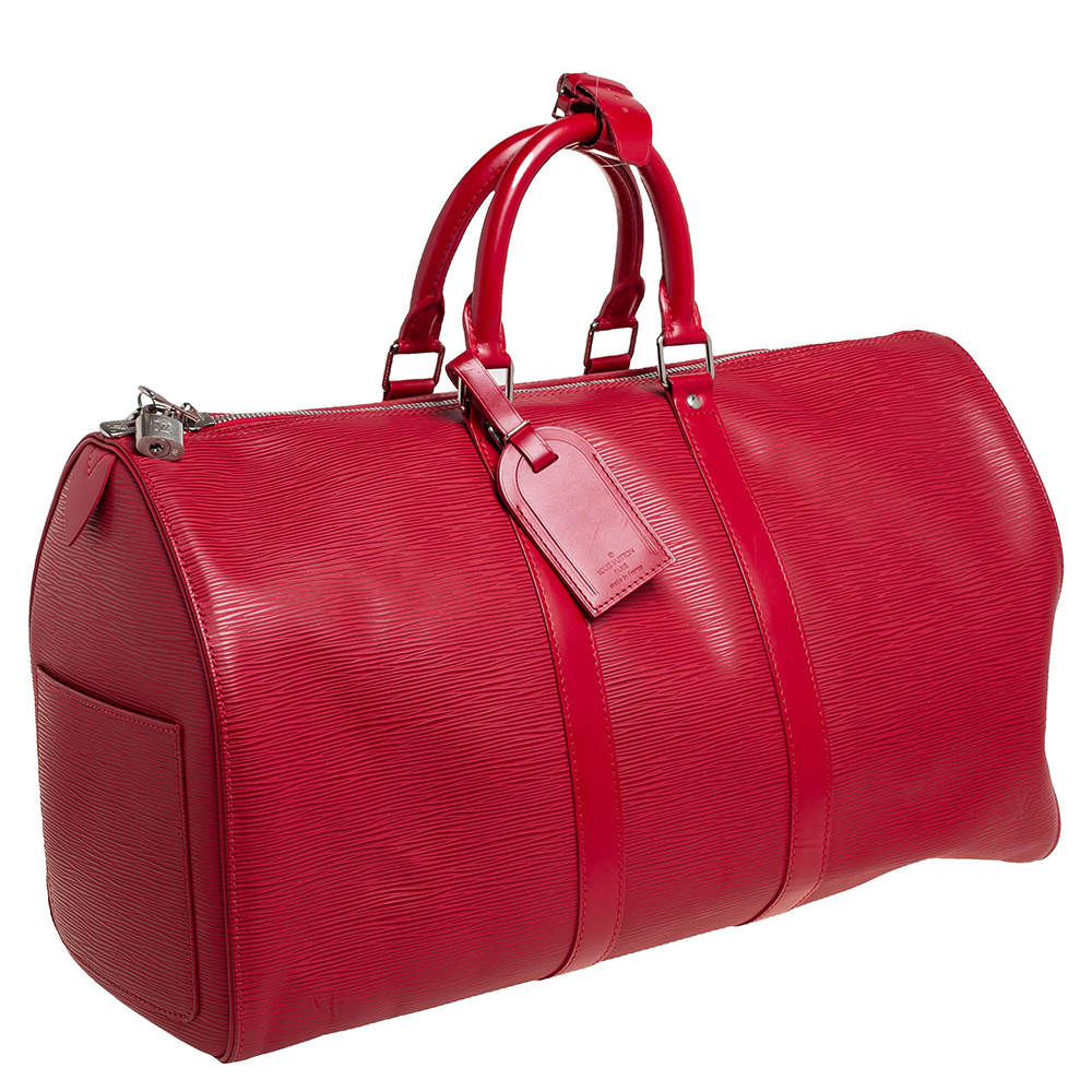 FWRD Renew Louis Vuitton Epi Supreme Keepall 45 Boston Bag in Red