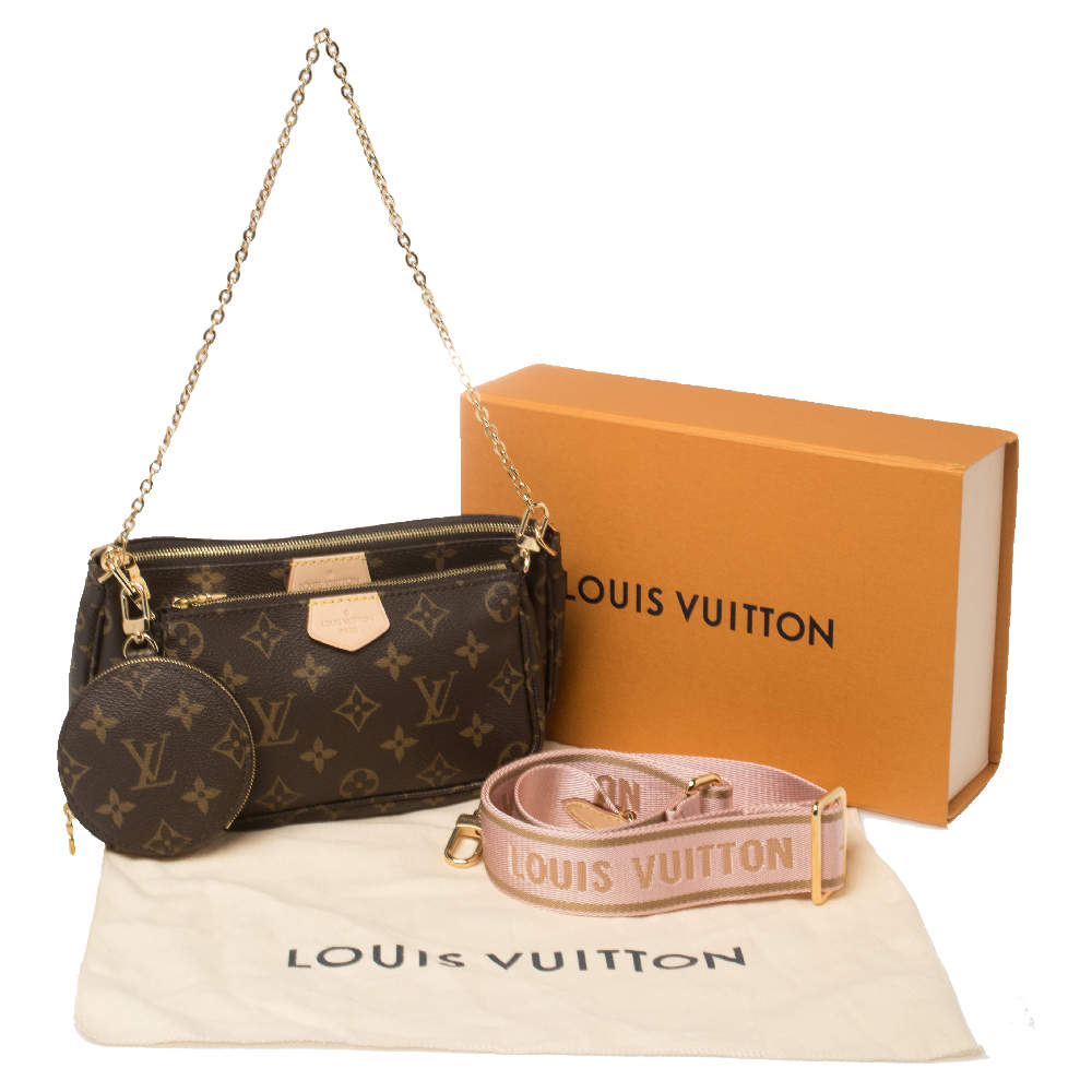 LV POCHETTE Brown Sling Bag Pink Multi Pochette Accessoires Monogram Canvas  Rose Clair brown - Price in India